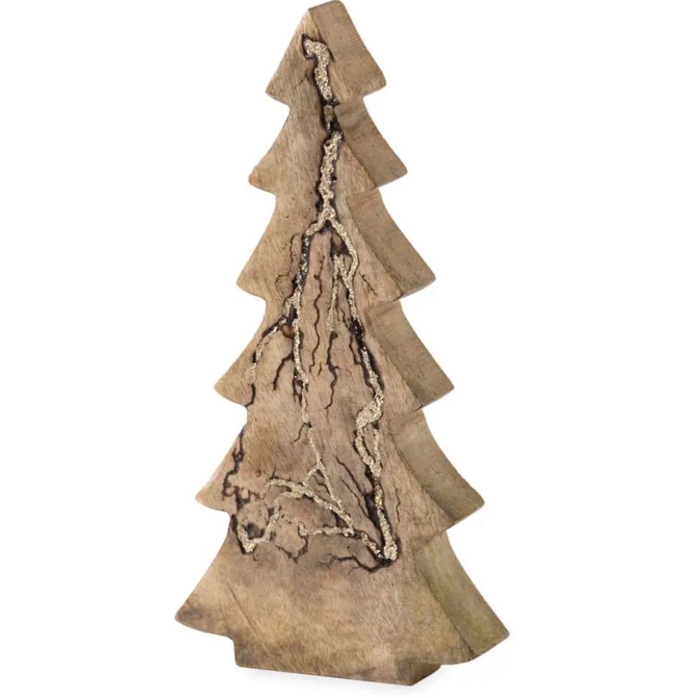 Wood Trees With Gold Glitter Inlay Collection